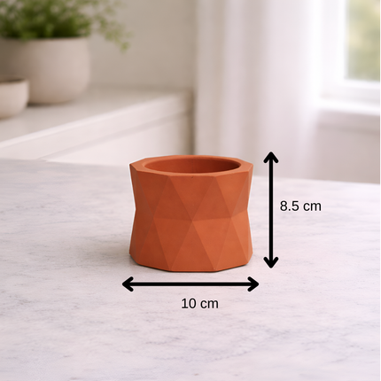 Facet Pure Sukulent Beton Saksı | Terracotta