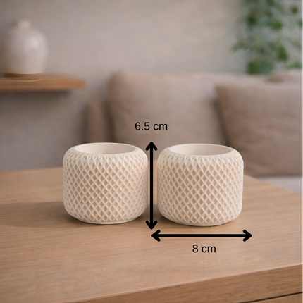 Facet Grid Sukulent Beton Saksı - 2'li