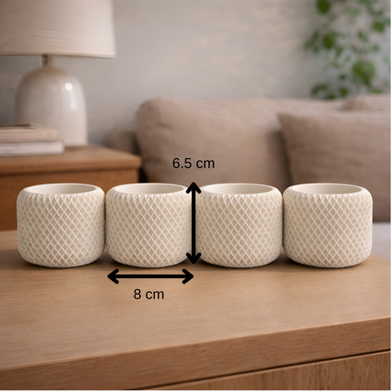 Facet Grid Sukulent Beton Saksı – 4'lü