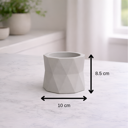 Facet Pure Sukulent Beton Saksı | Stone Grey