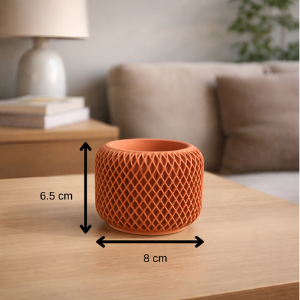 Facet Grid Sukulent Beton Saksı | Terracotta