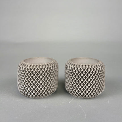 Facet Grid Sukulent Beton Saksı - 2'li l Stone Grey