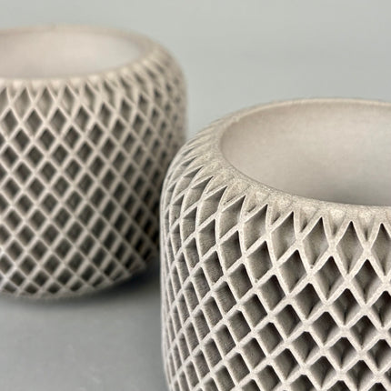 Facet Grid Sukulent Beton Saksı - 2'li l Stone Grey