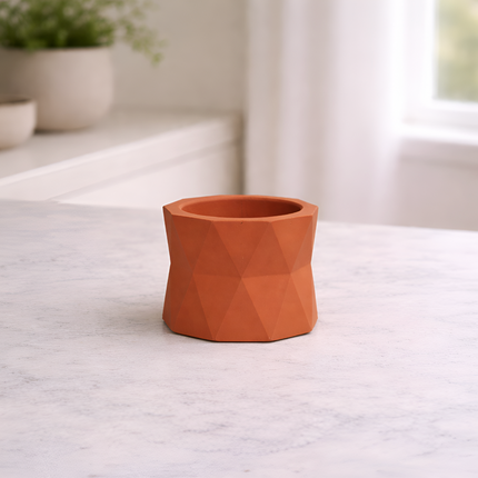 Facet Pure Sukulent Beton Saksı | Terracotta