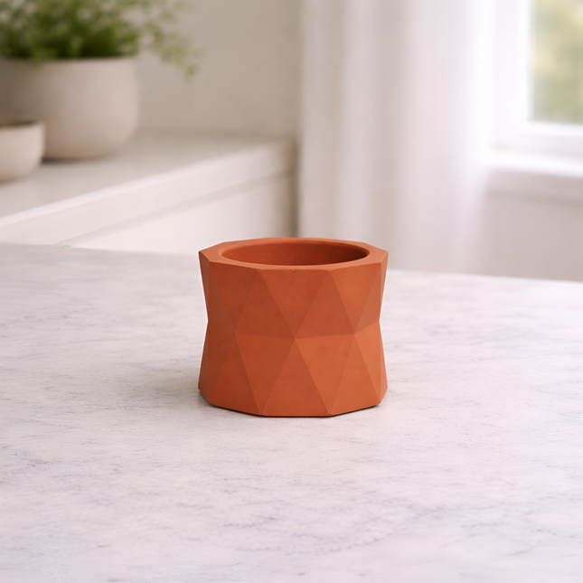 Facet Pure Sukulent Beton Saksı | Terracotta