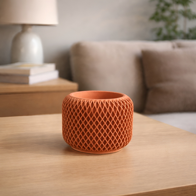 Facet Grid Sukulent Beton Saksı | Terracotta