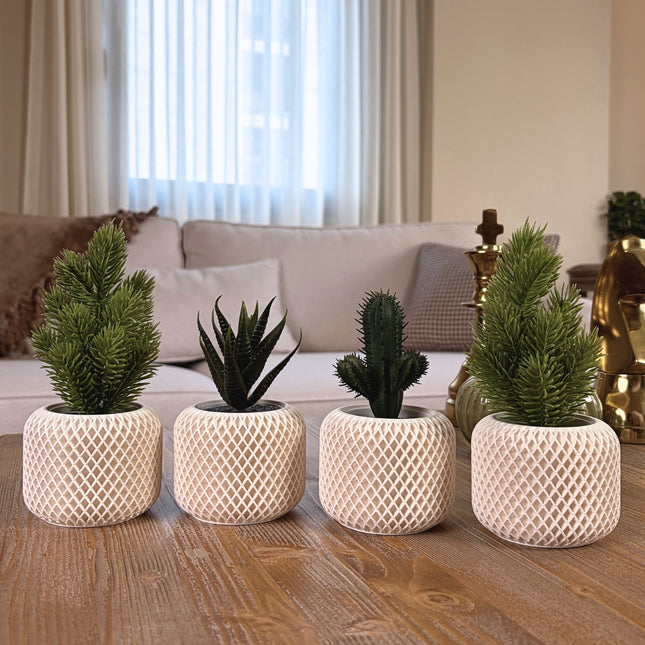 Beton Saksı – Facet Grid 4'lü