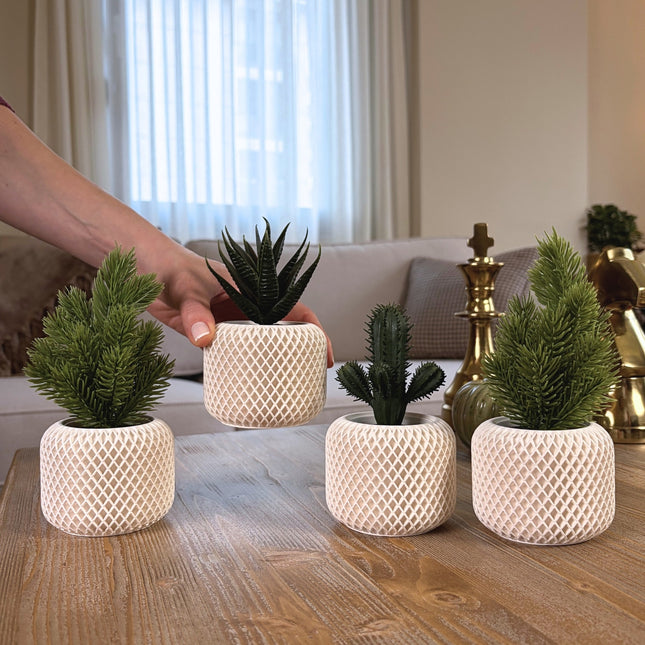Beton Saksı – Facet Grid 4'lü