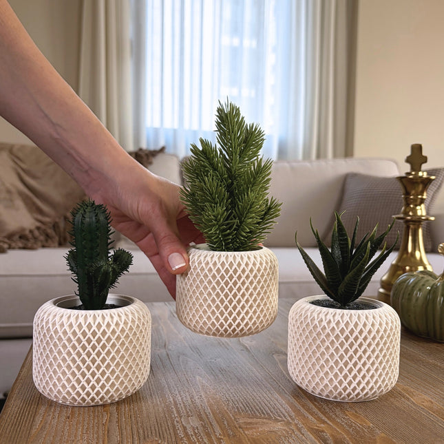 Beton Saksı – Facet Grid 3'lü