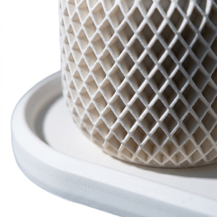 Beton Saksı – Facet Grid 2'li (Tepsili)